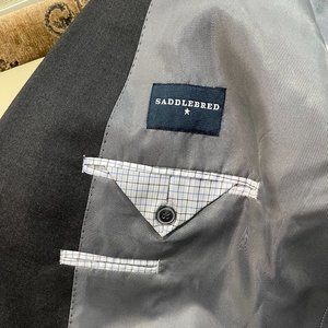 Saddlebred Men's Suit, Charcoal, 52 Long coat, 44/32 pants, tie, suspenders